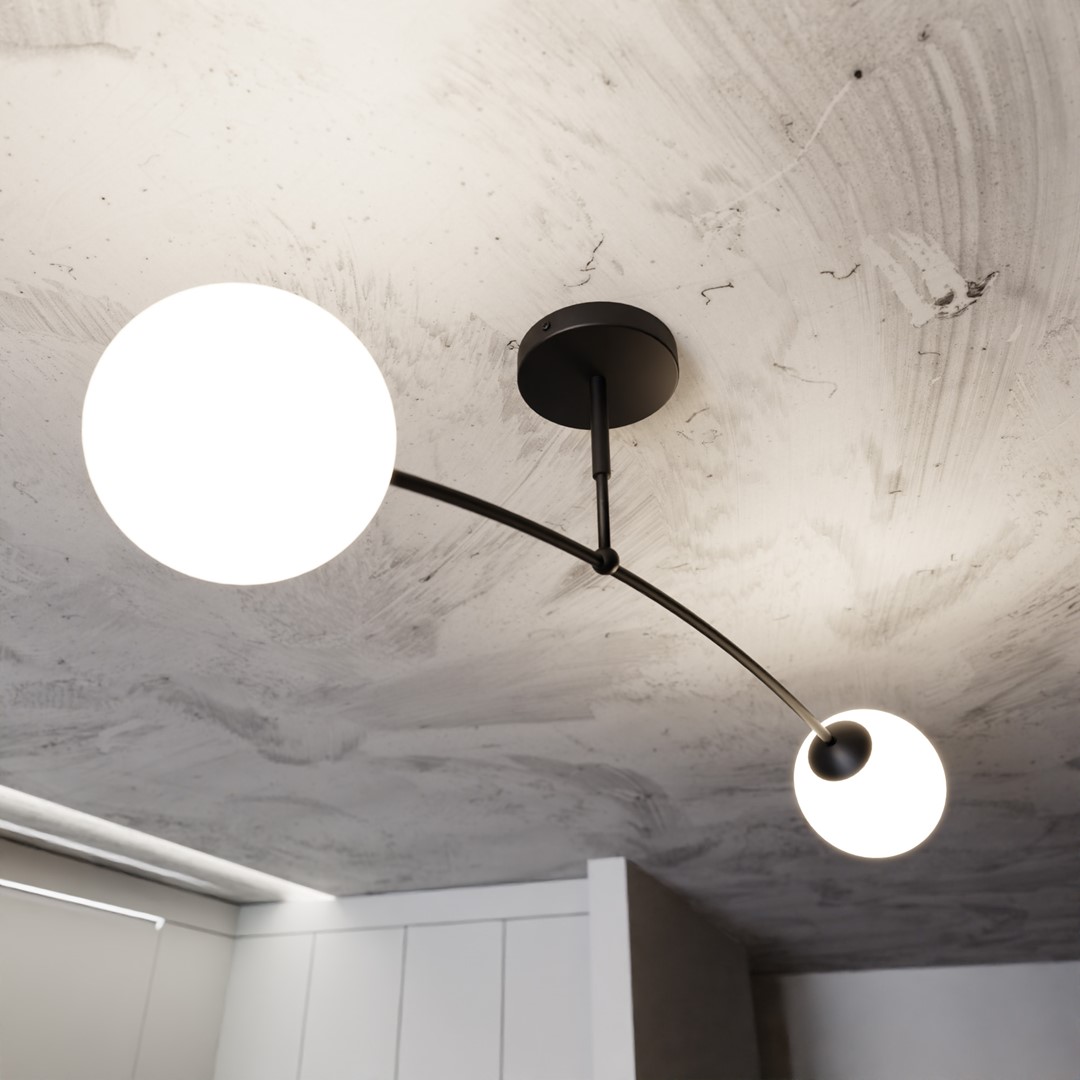 Emibig Stropna svjetiljka PREGOS 230V 10W MAX LED E14 Čelik/ Staklo Crna - Slika 2