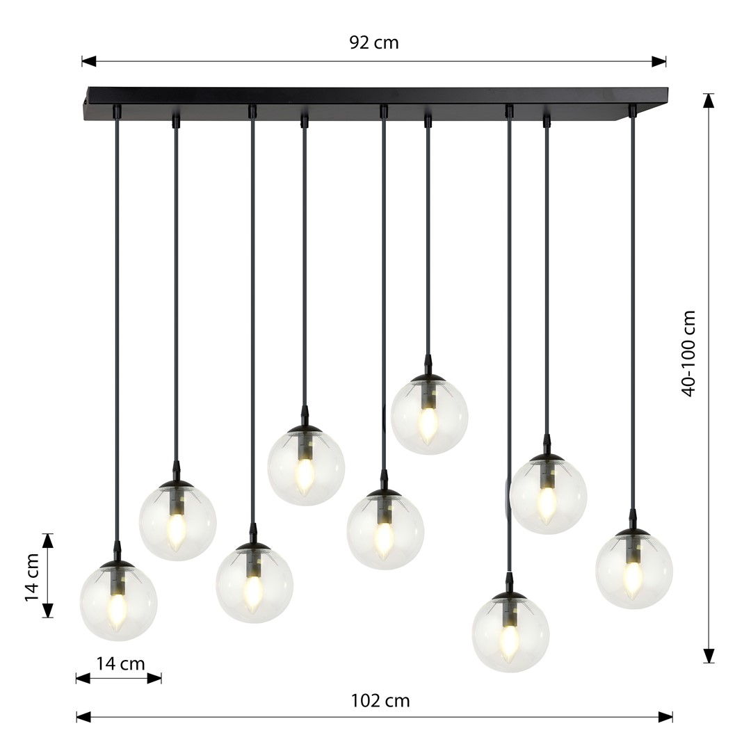 Emibig Visilica COSMO 230V 10W MAX LED E14 Čelik/ Staklo Crna