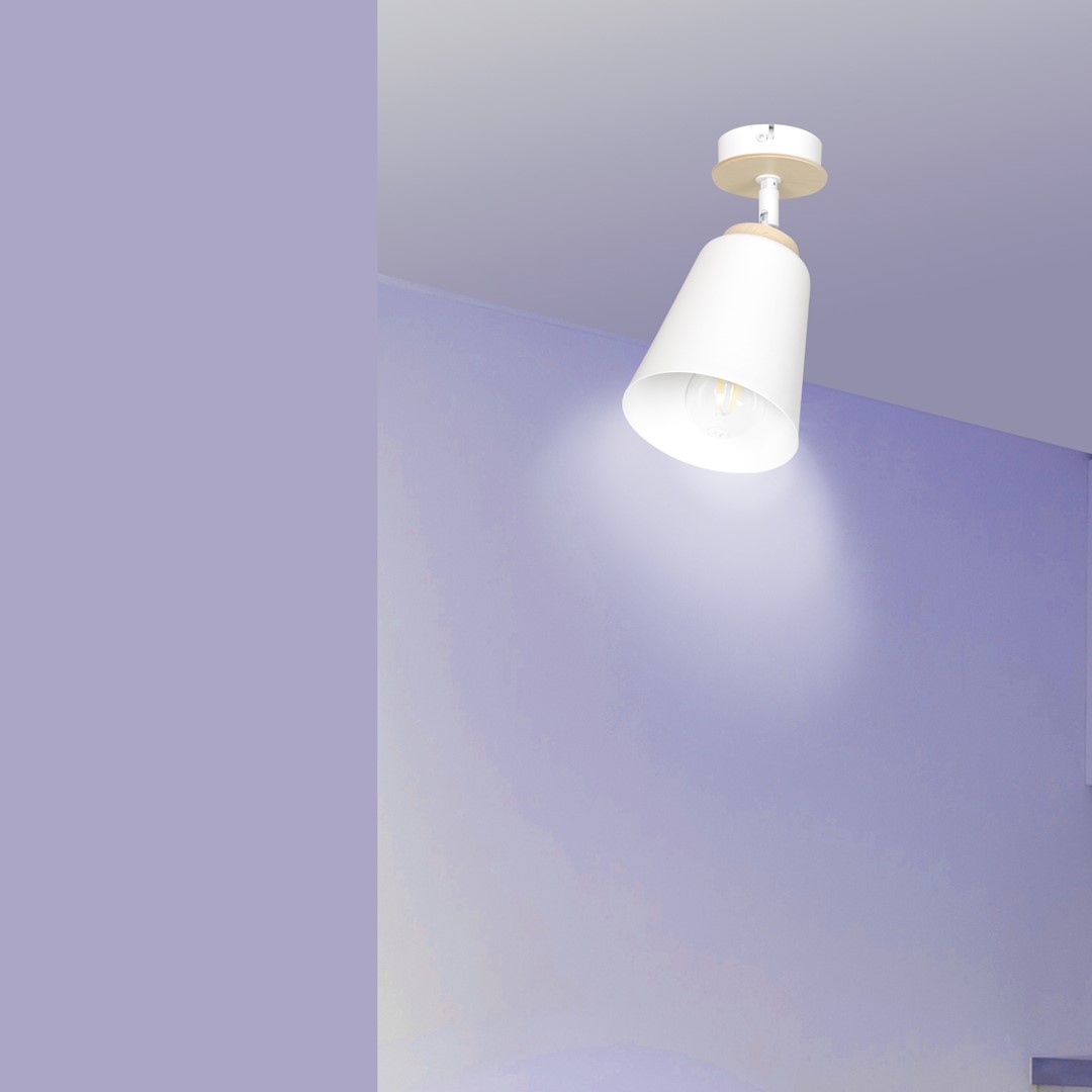 Emibig Stropna svjetiljka ATLAS 230V 15W MAX LED E27 Čelik/ Šperploča Bijela - Slika 5
