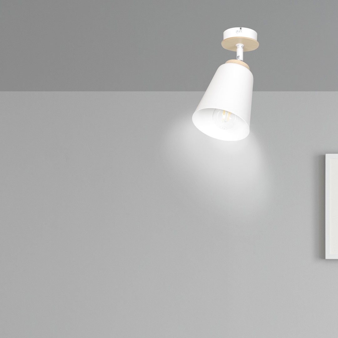 Emibig Stropna svjetiljka ATLAS 230V 15W MAX LED E27 Čelik/ Šperploča Bijela - Slika 7