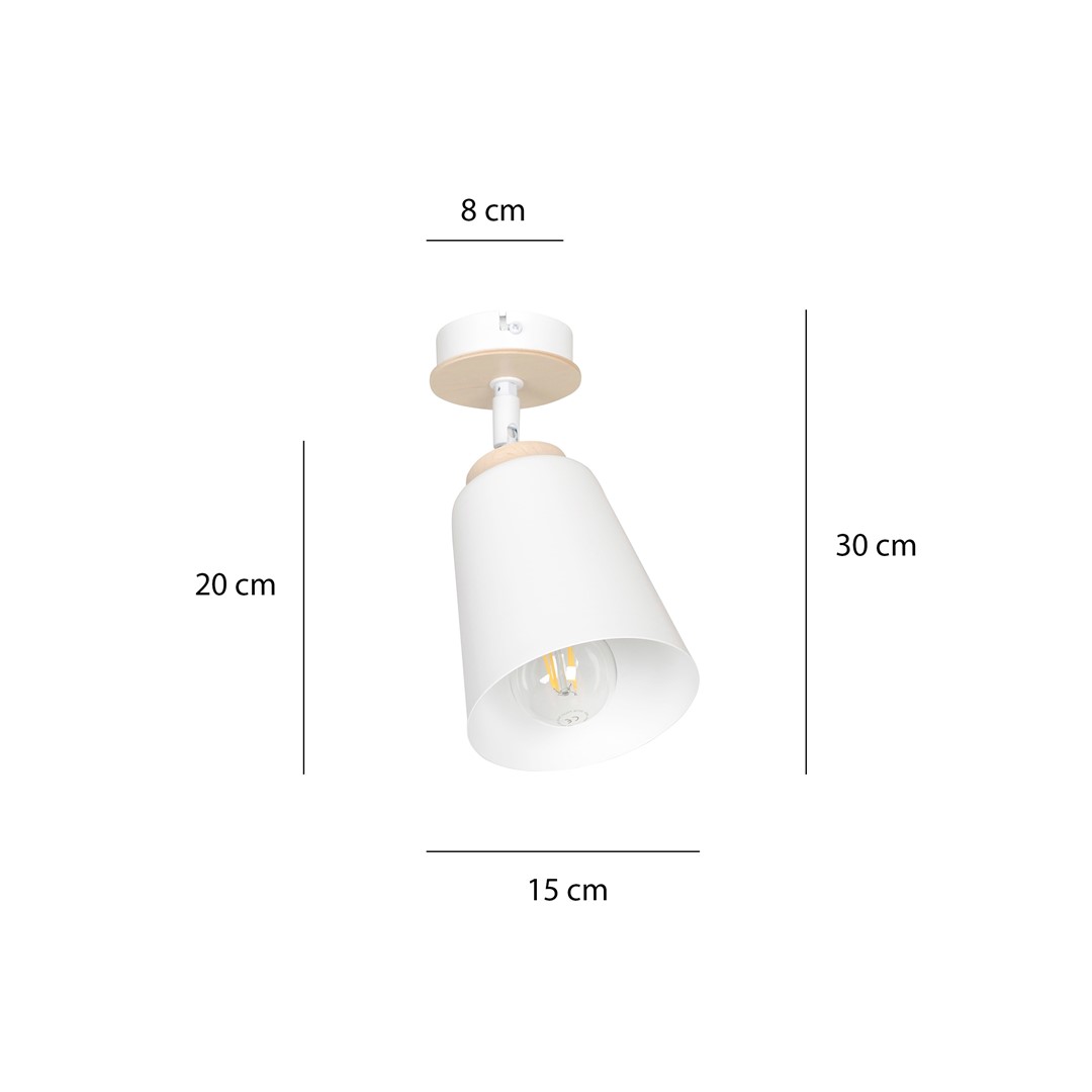 Emibig Stropna svjetiljka ATLAS 230V 15W MAX LED E27 Čelik/ Šperploča Bijela - Slika 8