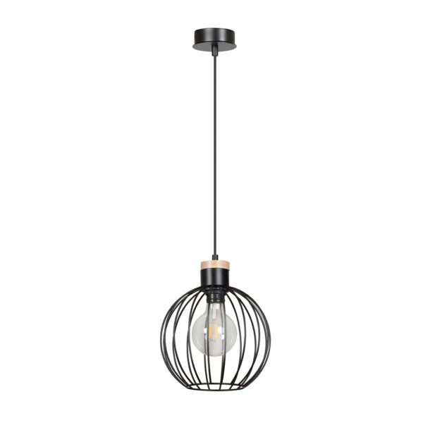Emibig Visilica BARBADO 230V 15W MAX LED E27 Čelik/ Drvo Crna