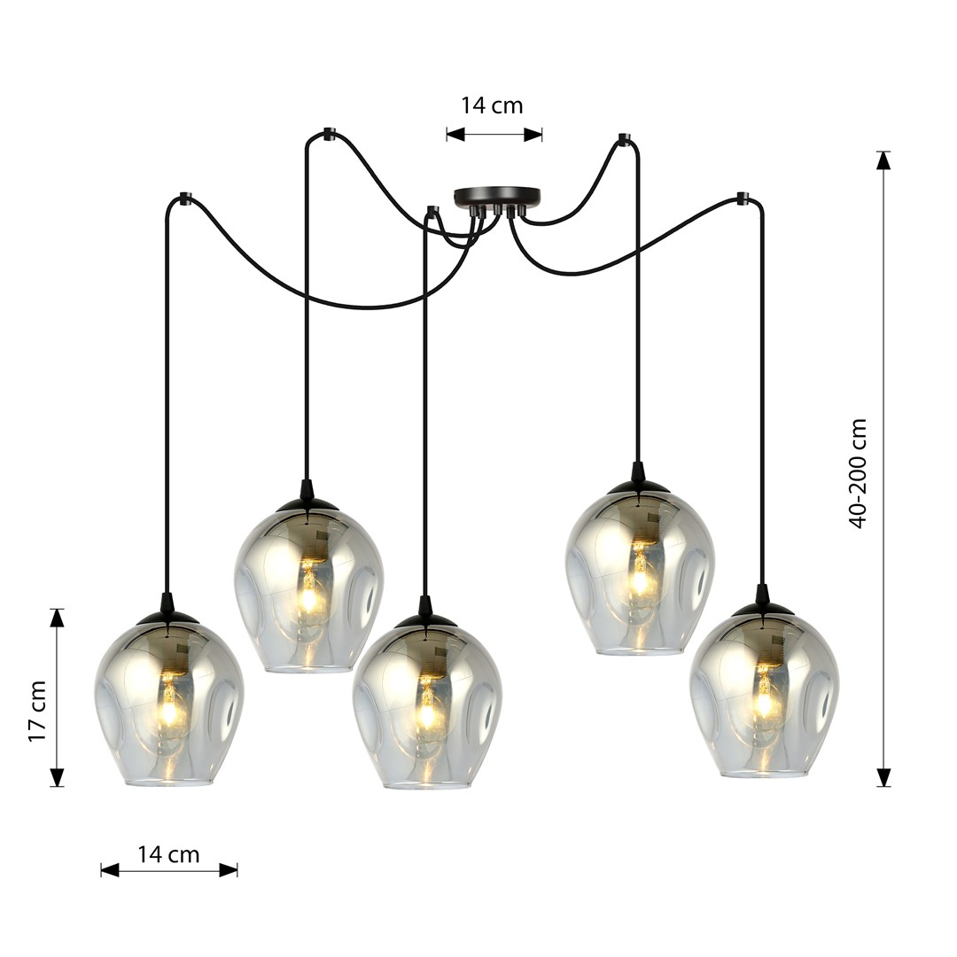 Emibig Visilica LEVEL 230V 15W MAX LED E27 Čelik/ Staklo Crna - Slika 3