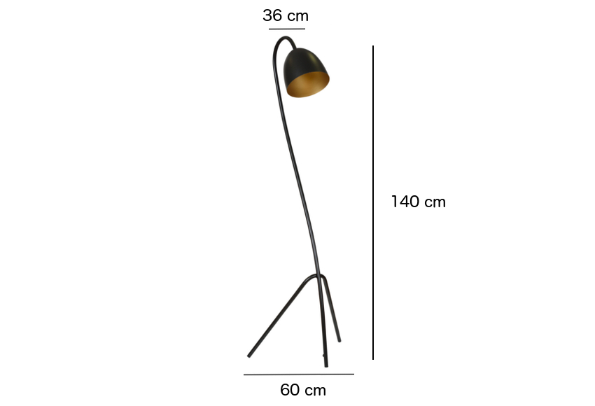 Emibig Podna lampa HARIS 230V 15W MAX LED E27 Čelik Crna/ Zlatna - Slika 2