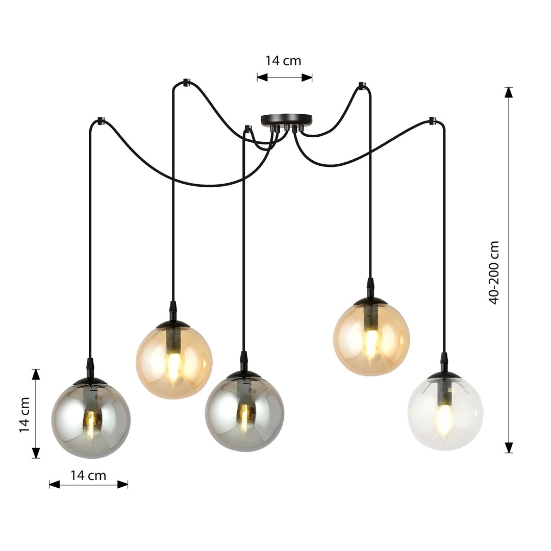 Emibig Visilica GIGI 230V 10W MAX LED E14 Čelik/ Staklo Crna - Slika 7