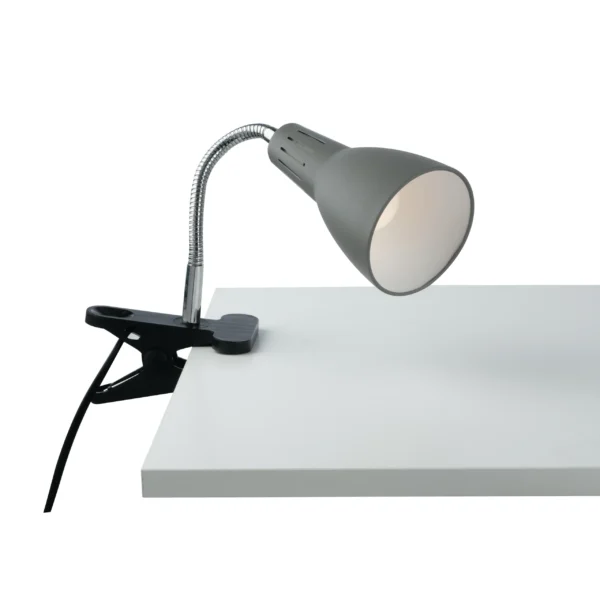 Luce Design Stolna lampa s kopčom LOGIKO 1XE14 + kabel (120cm) Metal Siva