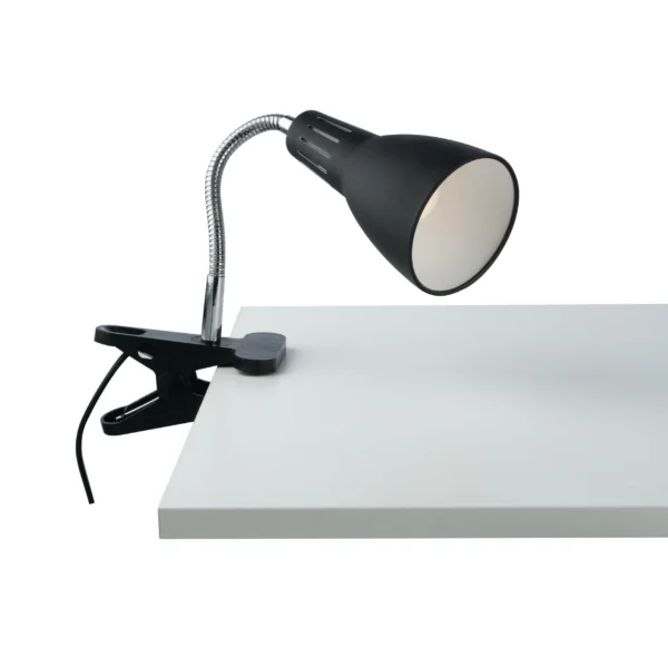 Luce Design Stolna lampa s kopčom LOGIKO 1XE14 + kabel (120cm) Metal Crna