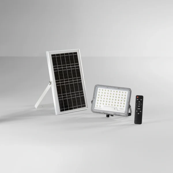 Intec Prenosivi solarni LED reflektor sa DC ulazom 4000K Aluminij Srebrni