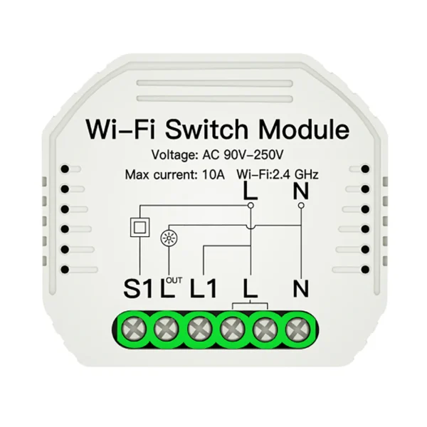 Pametni WiFi prekidač s 1 kanalom 230 V/10 A 2.4 GHz WiFi Plastika Bijeli