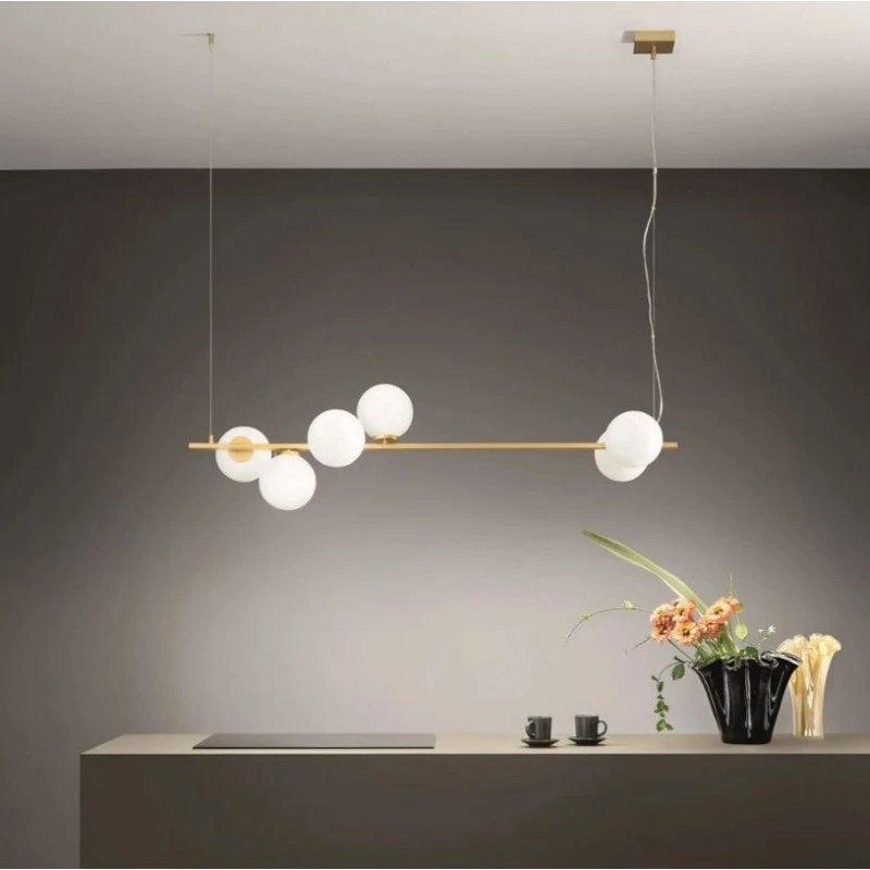 Luce Design Visilica 6xE14 Metal/Staklo Zlatna/Bijela